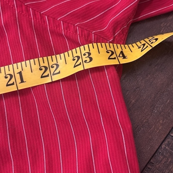 Antigua Red Striped Casual Button Down Shirt - Picture 5 of 12